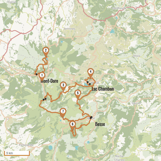 Carte du voyage Le tour du Sancy - Massif central