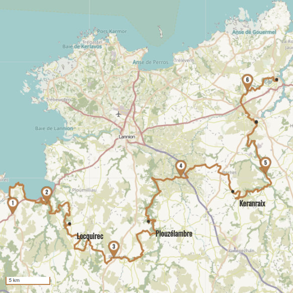 Carte du voyage 4 - de Plestin-les-Grèves à Tréguier - Bretagne