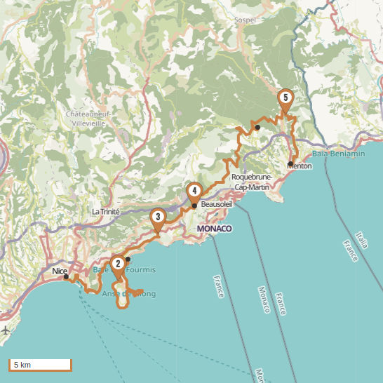 Carte du voyage Les villages perchés de la Méditerranée - Côte d Azur