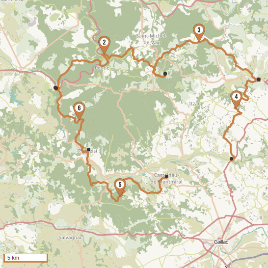 Carte du voyage Les Bastides Albigeoises - Sud-Ouest
