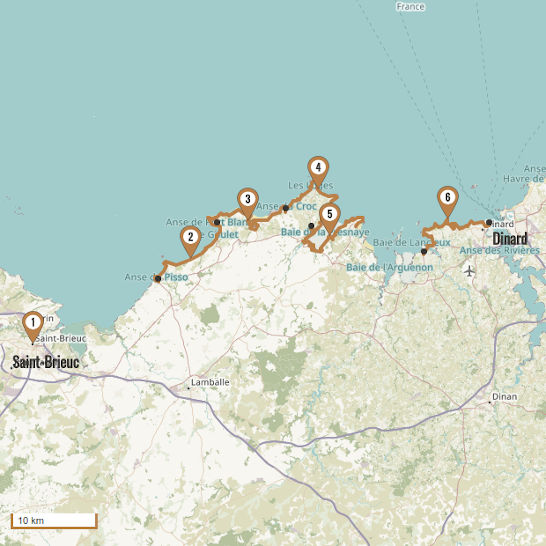 Carte du voyage 10 - Côte d'Émeraude - de Saint-Brieuc à Saint-Malo - Tour de la Bretagne