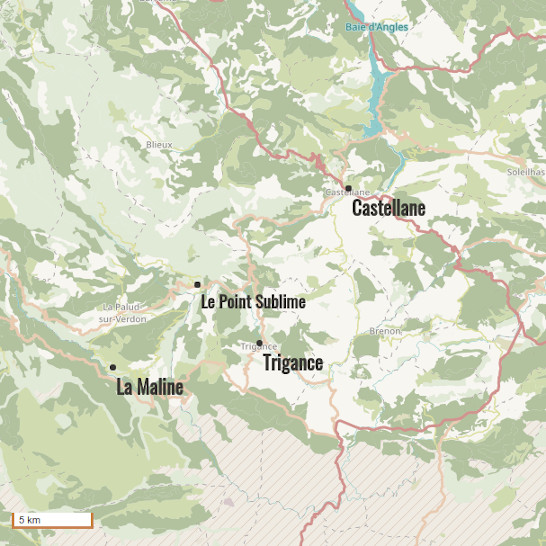 Carte du voyage Les gorges de Verdon, grand canyon - Gorges du Verdon