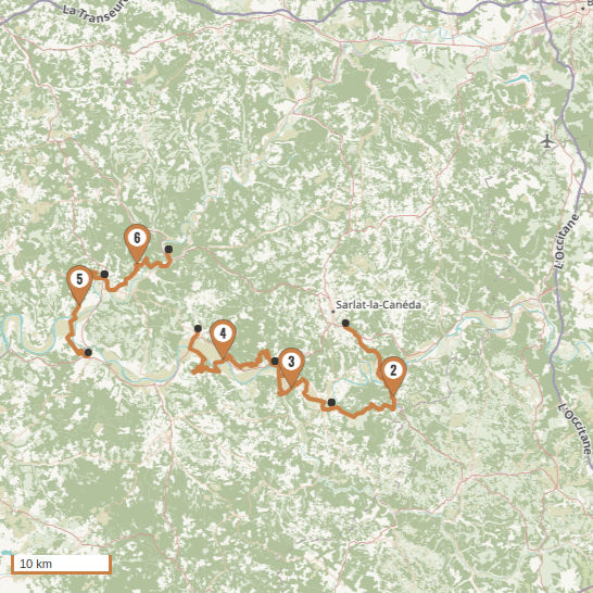 Carte du voyage Itinérance au cœur du Périgord Noir - Sud-Ouest