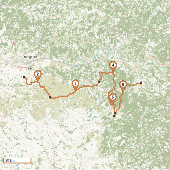 Carte du voyage Le Périgord pourpre - Sud-Ouest