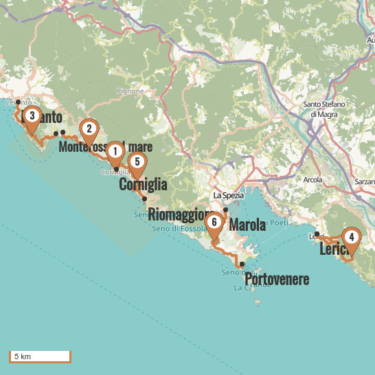 Carte du voyage Cinque Terre en appartement  - Cinque Terre