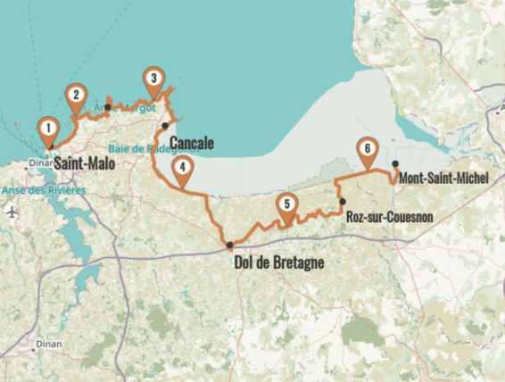 Carte itinéraire De Saint-Malo au Mont-Saint-Michel, GR34